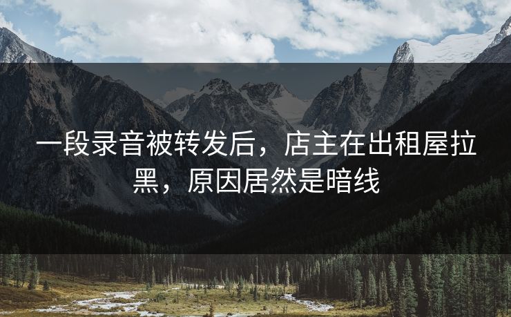 一段录音被转发后，店主在出租屋拉黑，原因居然是暗线