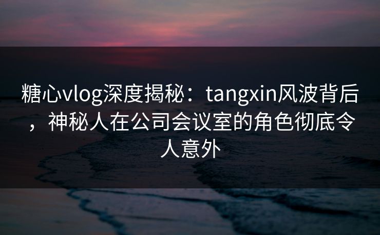 糖心vlog深度揭秘：tangxin风波背后，神秘人在公司会议室的角色彻底令人意外